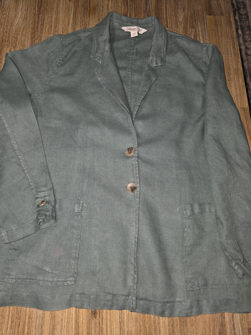 Coldwater Creek Teal Green Linen-Blend Jacket